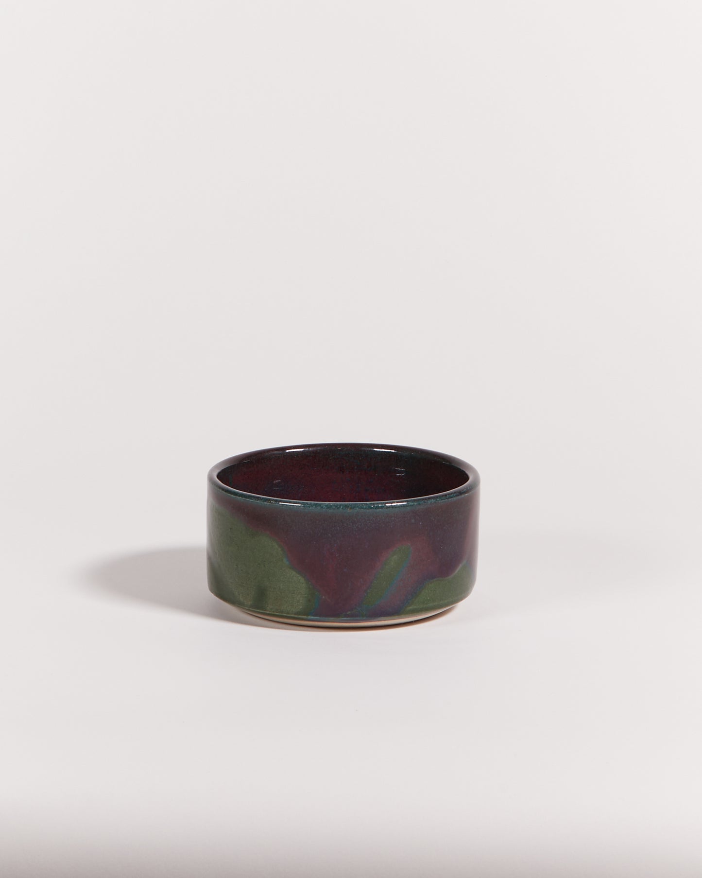 CERAMIC DISH IN PURPLE, GREEN & RED