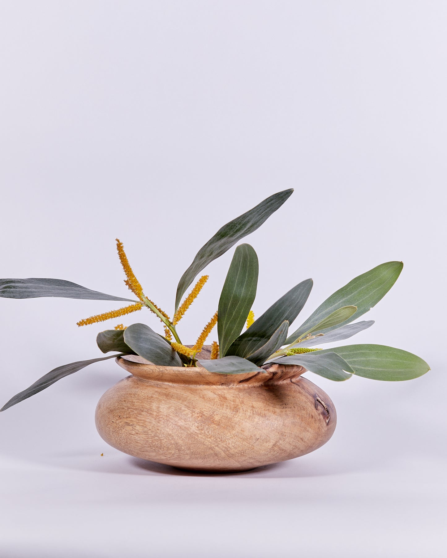 LOW WOODEN VASE