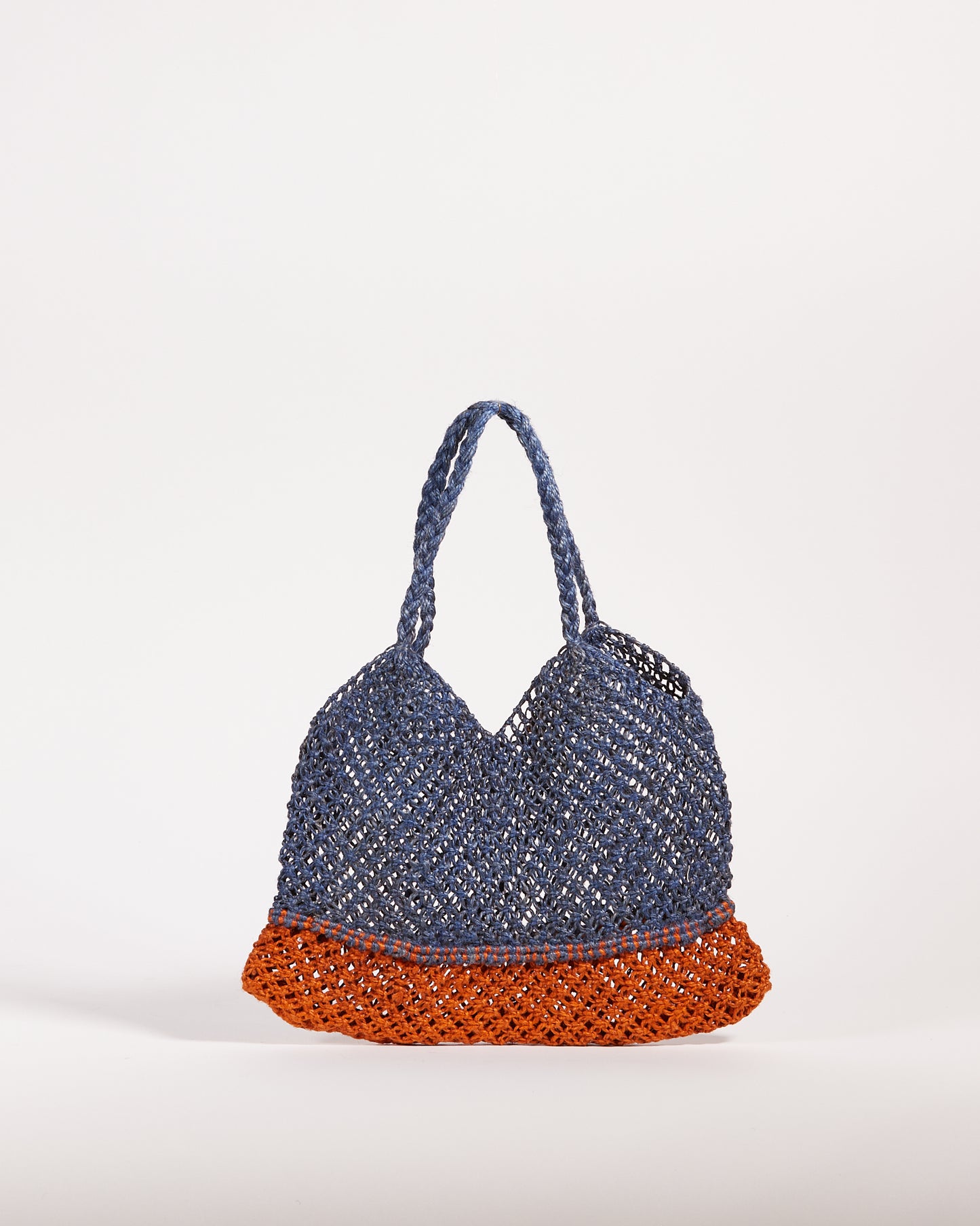 WOVEN HANDBAG - INDIGO AND RUST