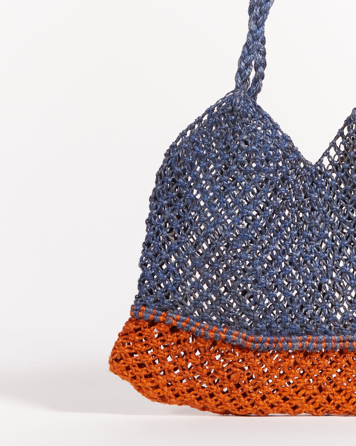 WOVEN HANDBAG - INDIGO AND RUST